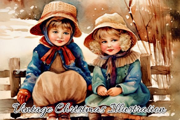 Download Vintage Christmas Card Illustration III - Vintage christmas card Collection