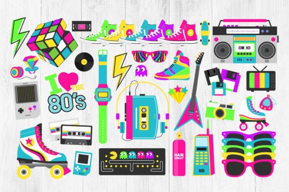 Download 80s Clipart, Neon 80s Clipart Bundle - Premium Resources