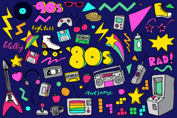 Download 80s Clipart Hand Drawn Illustrations - Premium Resources
