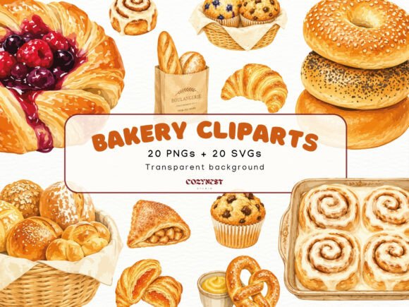 Download Bakery Watercolor Cliparts, Pastries PNG - Watercolor cliparts Collection