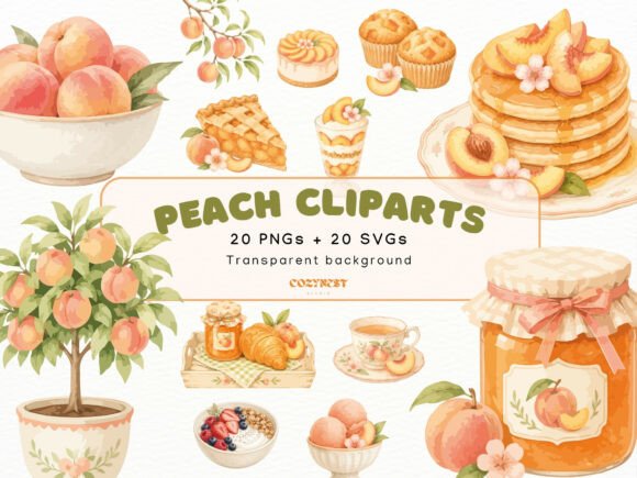 Download Peach Watercolor Cliparts, Desserts PNG - Watercolor cliparts Collection
